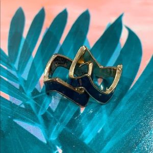 Stackable navy and gold rings